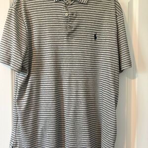 Ralph Lauren Gray Polo with Navy Stripes